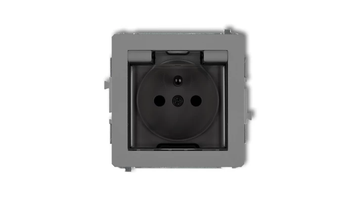 DECO Gniazdo bryzgoszczelne z/u (klapka dymna) szary mat 27DGPB-1zdp