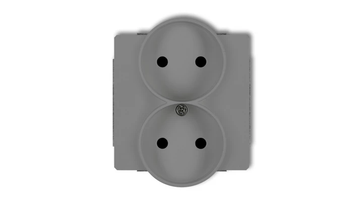 DECO Gniazdo podwójne do ramki szary mat 27DGPR-2p