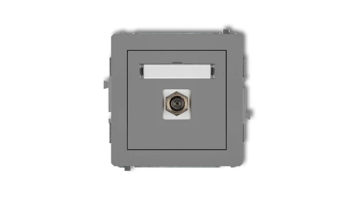 DECO Gniazdo antenowe pojedyncze typu F (SAT) niklowany szary mat 27DGF-1