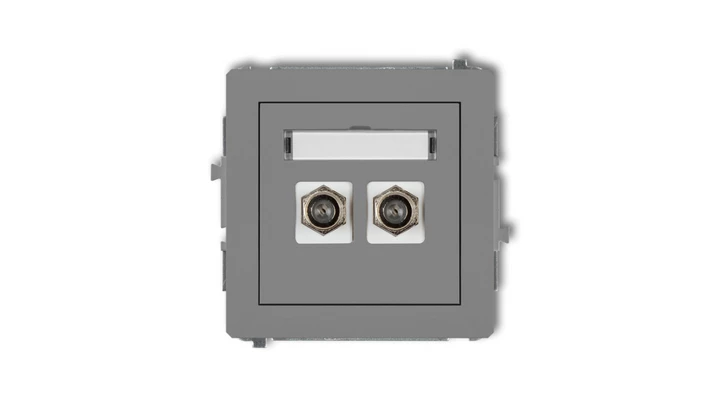 DECO Gniazdo antenowe podwójny typu F (SAT) niklowany szary mat 27DGF-2