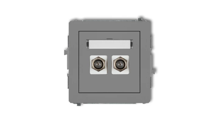 DECO Gniazdo antenowe podwójny typu F (SAT) pozłacany szary mat 27DGF-2.1