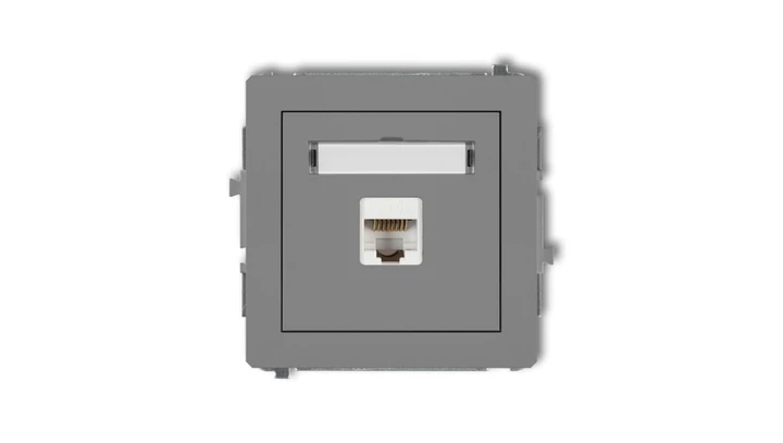 DECO Gniazdo komputerowe pojedyncze 1xRJ45, kat. 6, ekranowane, 8-stykowy szary mat 27DGK-5