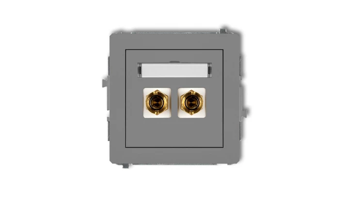 DECO Gniazdo głośnikowe pojedyncze (typu banan - czerwony i czarny, pozłacany, 4 mm2, skręcany) szary mat 27DGG-4