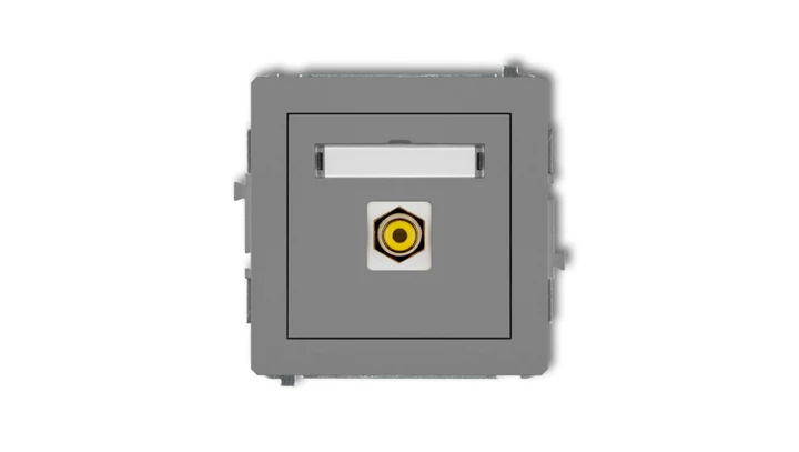 DECO Gniazdo pojedyncze RCA (typu cinch - żółty, pozłacany) szary mat 27DGRCA-1