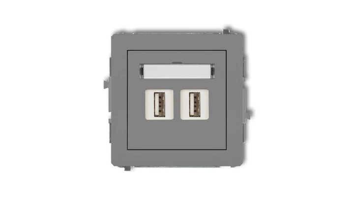 DECO Gniazdo podwójne 2xUSB-AA 3.0 szary mat 27DGUSB-6