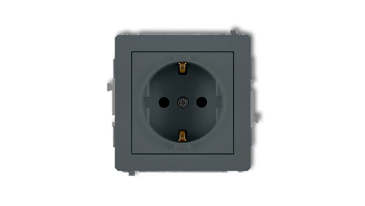 DECO Gniazdo pojedyncze z/u SCHUKO grafitowy mat 28DGP-1sp