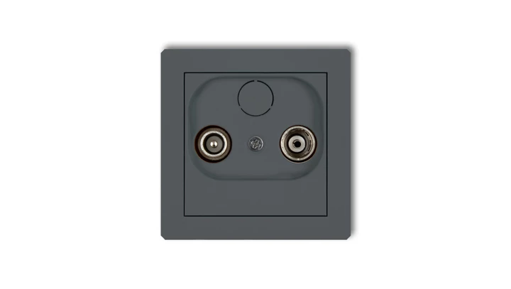 DECO Gniazdo antenowe RTV przelotowe 15dB grafitowy mat 28DG15P