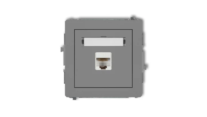 DECO Gniazdo komputerowe pojedyncze 1xRJ45, kat. 5e, ekranowane, 8-stykowy grafitowy mat 28DGK-1e