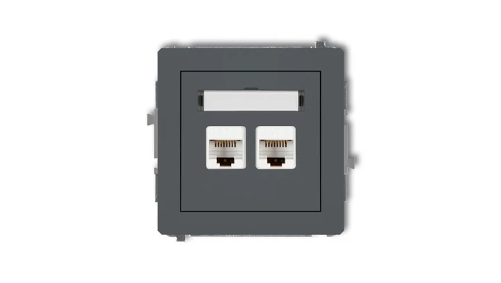 DECO Gniazdo komputerowe podwójny 2xRJ45, kat. 5e, 8-stykowy grafitowy mat 28DGK-2