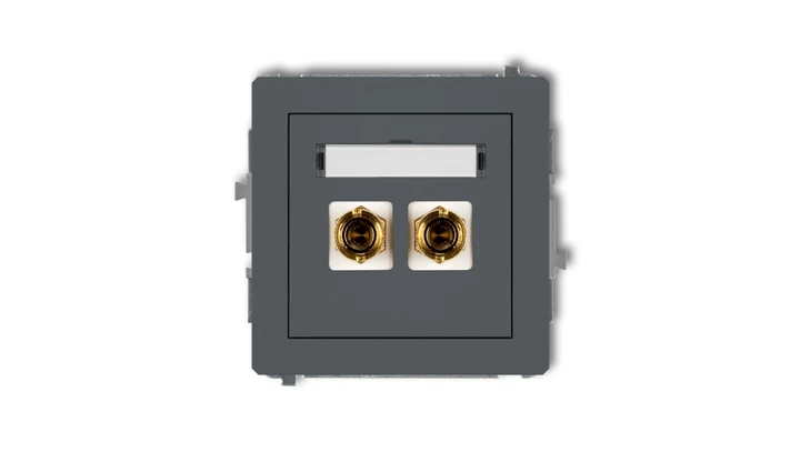 DECO Gniazdo głośnikowe pojedyncze (typu banan - czerwony i czarny, pozłacany, 4 mm2, do lutowania) grafitowy mat 28DGG-3