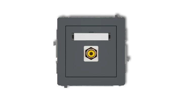 DECO Gniazdo pojedyncze RCA (typu cinch - żółty, pozłacany) grafitowy mat 28DGRCA-1