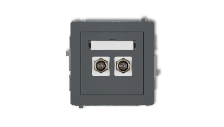 DECO Gniazdo antenowe podwójny typu F (SAT) niklowany grafitowy mat 28DGF-2