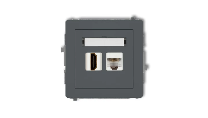 DECO Gniazdo pojedyncze HDMI + gniazda komp. poj. 1xRJ45, kat. 5e, 8-stykowy grafitowy mat 28DGHK