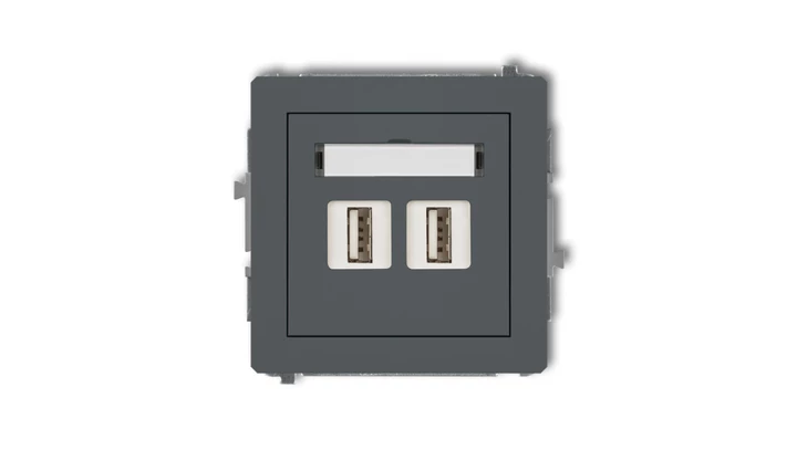 DECO Gniazdo podwójne 2xUSB-AA 3.0 grafitowy mat 28DGUSB-6