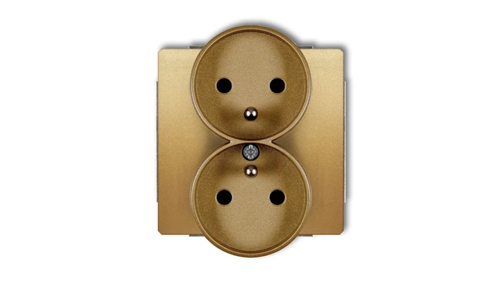 DECO Gniazdo podwójne do ramki z/u złoty 29DGPR-2zp