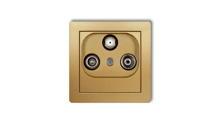 DECO Gniazdo antenowe RTV-SAT przelotowe 10dB złoty 29DGSP