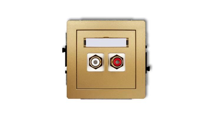 DECO Gniazdo podwójne RCA (typu cinch - biały i czerwony, pozłacany) złoty 29DGRCA-2