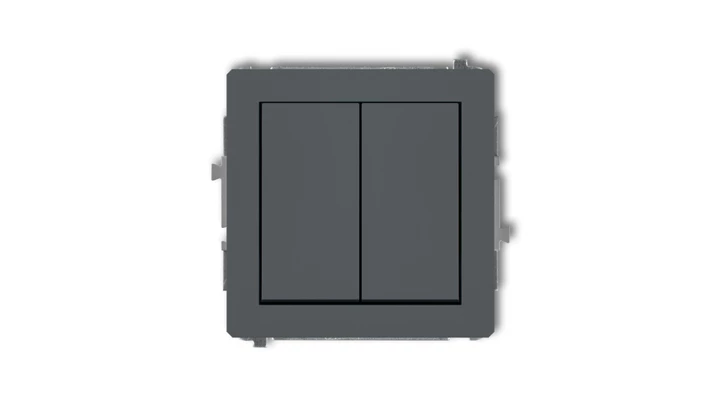 DECO Przycisk dwubiegunowy (dwa klawisze bez piktogramów, osobne zasilanie) grafitowy mat 28DWP-44.2