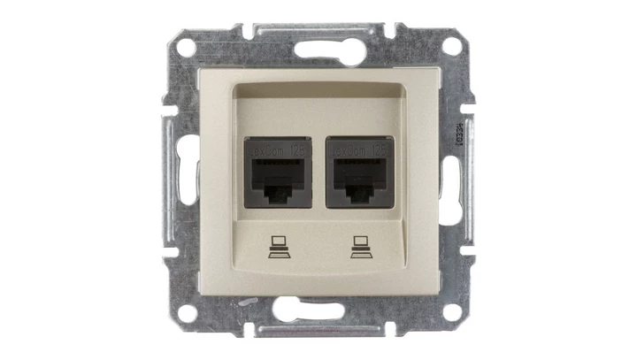 Sedna Gniazdo komputerowe podwójne RJ45 kat.5e UTP satynowe SDN4400168
