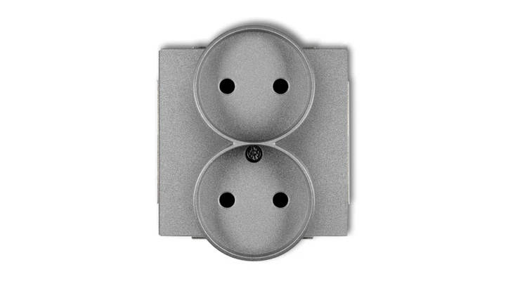 DECO Soft Gniazdo podwójne b/u do ramki srebrny metalik 7DGPRSO-2p