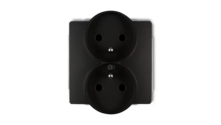 DECO Soft Gniazdo podwójne z/u do ramki czarny mat 12DGPRSO-2zp