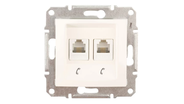 Sedna Gniazdo telefoniczne podwójne RJ11 kremowe SDN4201123