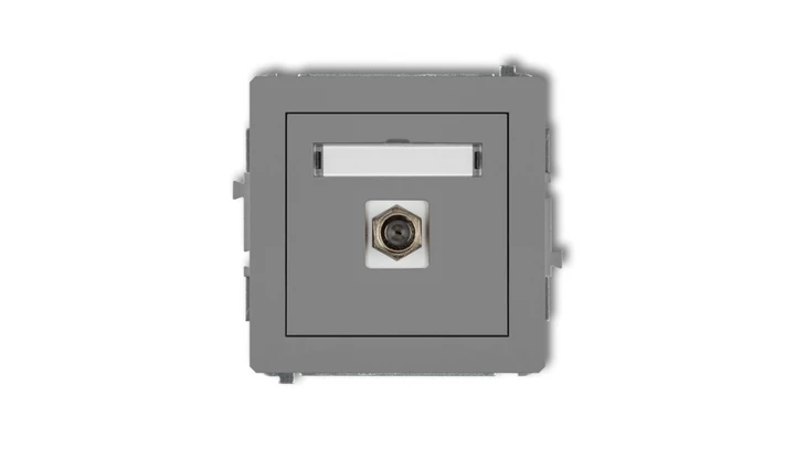 DECO Gniazdo antenowe pojedyncze typu F (SAT) pozłacany szary mat 27DGF-1.1