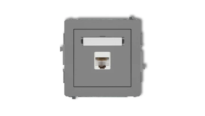 DECO Gniazdo komputerowe pojedyncze 1xRJ45, kat. 5e, 8-stykowy szary mat 27DGK-1
