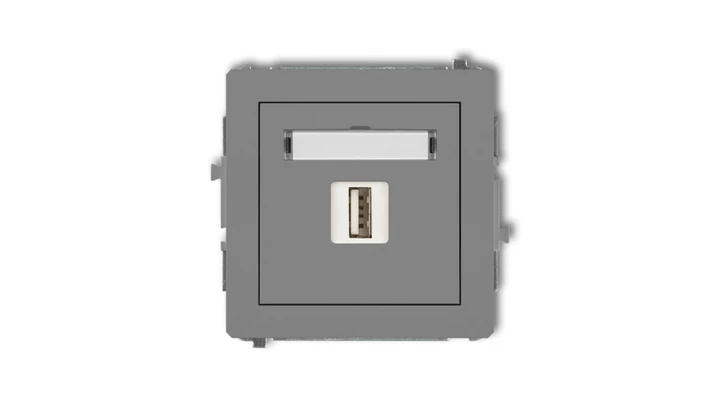 DECO Gniazdo pojedyncze USB-AA 2.0 szary mat 27DGUSB-1