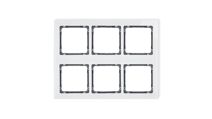 DECO Ramka modułowa 6 krotna (3 poziom, 2 pion) - efekt szkła (ramka biała spód grafitowy) biały 0-11-DRSM-3x2
