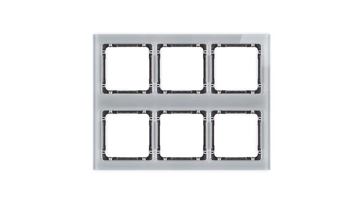 DECO Ramka modułowa 6 krotna (3 poziom, 2 pion) - efekt szkła (ramka szara spód grafitowy) szary 15-11-DRSM-3x2