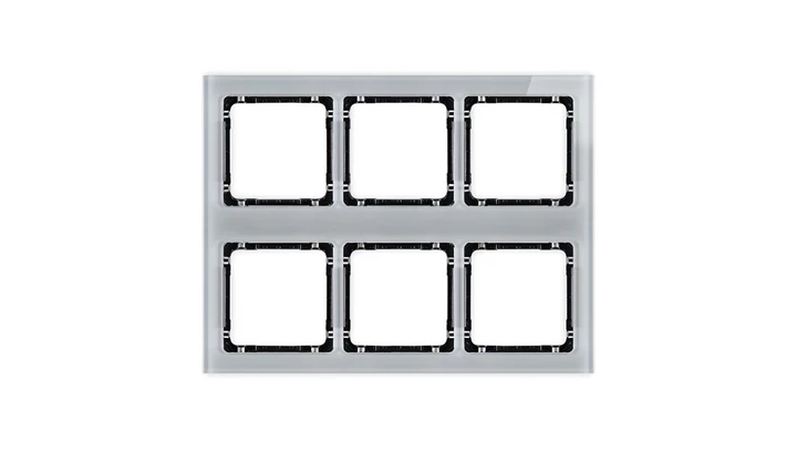 DECO Ramka modułowa 6 krotna (3 poziom, 2 pion) - efekt szkła (ramka szara spód czarny) szary 15-12-DRSM-3x2