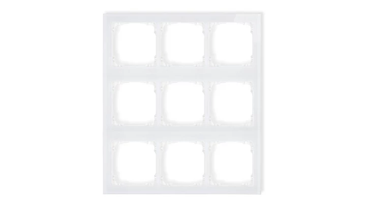 DECO Ramka modułowa 9 krotna (3 poziom, 3 pion) - efekt szkła (ramka biała spód biała) biały 0-0-DRSM-3x3