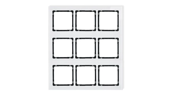 DECO Ramka modułowa 9 krotna (3 poziom, 3 pion) - efekt szkła (ramka biała spód czarny) biały 0-12-DRSM-3x3