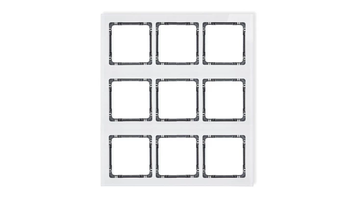 DECO Ramka modułowa 9 krotna (3 poziom, 3 pion) - efekt szkła (ramka biała spód grafitowy) biały 0-11-DRSM-3x3