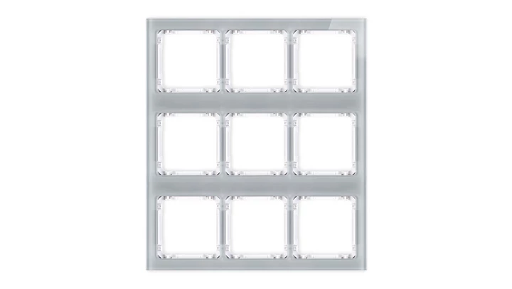 DECO Ramka modułowa 9 krotna (3 poziom, 3 pion) - efekt szkła (ramka szara spód biała) szary 15-0-DRSM-3x3