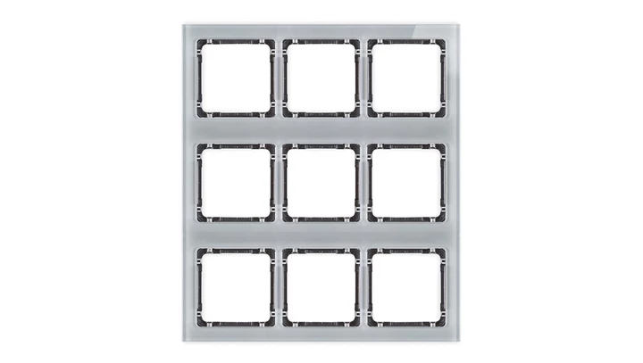 DECO Ramka modułowa 9 krotna (3 poziom, 3 pion) - efekt szkła (ramka szara spód grafitowy) szary 15-11-DRSM-3x3
