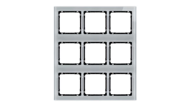 DECO Ramka modułowa 9 krotna (3 poziom, 3 pion) - efekt szkła (ramka szara spód czarny) szary 15-12-DRSM-3x3