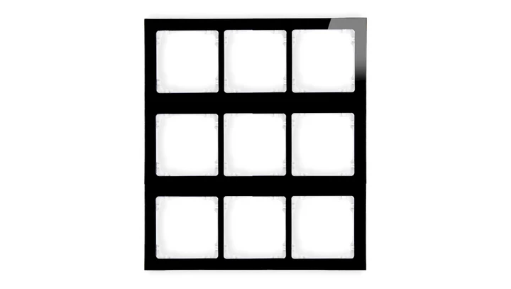 DECO Ramka modułowa 9 krotna (3 poziom, 3 pion) - efekt szkła (ramka czarna spód biała) czarny 12-0-DRSM-3x3