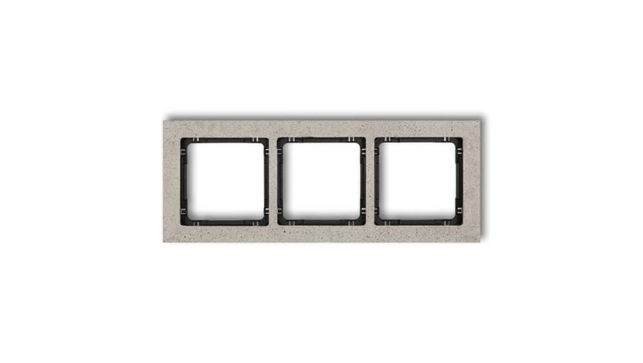 DECO Ramka uniwersalna potrójna - beton (ramka: jasnoszara spód: czarny) jasny szary 27-12-DRB-3
