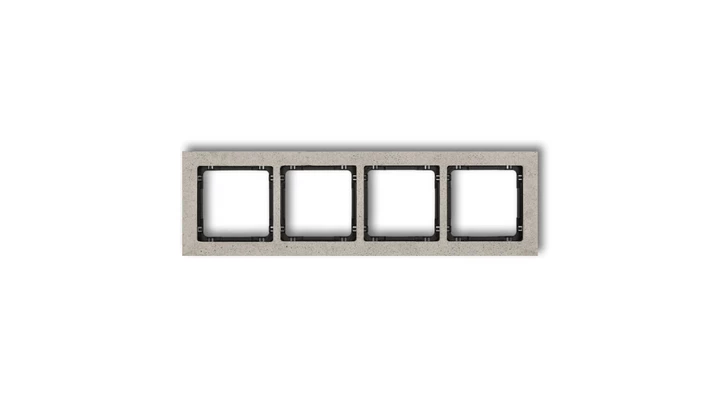 DECO Ramka uniwersalna poczwórna - beton (ramka: jasnoszara spód: czarny) jasny szary 27-12-DRB-4