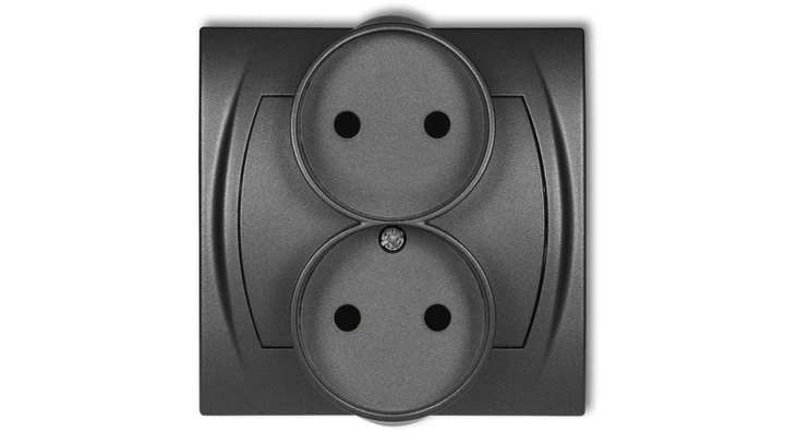 LOGO Gniazdo podwójne do ramki z uziemieniem 2x2P (przesłony torów prądowych) grafitowy 11LGPR-2p