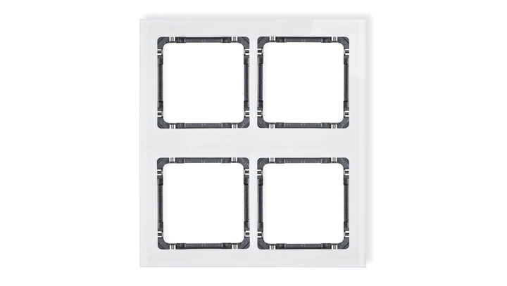 DECO Ramka modułowa 4 krotna (2 poziom, 2 pion) - efekt szkła (ramka biała spód grafitowy) biały 0-11-DRSM-2x2