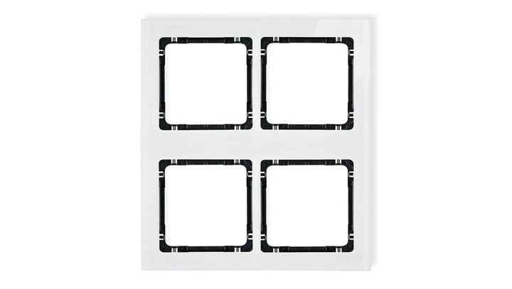 DECO Ramka modułowa 4 krotna (2 poziom, 2 pion) - efekt szkła (ramka biała spód czarny) biały 0-12-DRSM-2x2