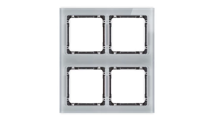DECO Ramka modułowa 4 krotna (2 poziom, 2 pion) - efekt szkła (ramka szara spód grafitowy) szary 15-11-DRSM-2x2