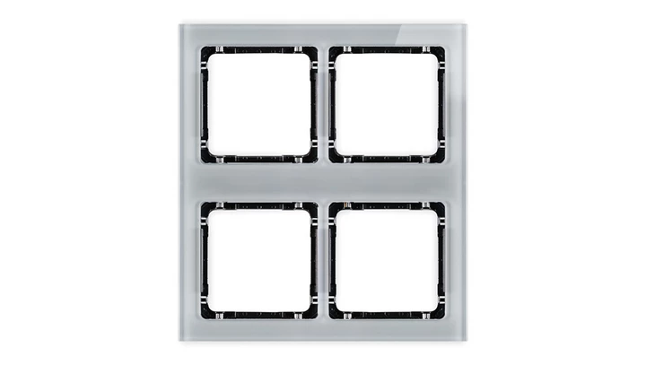 DECO Ramka modułowa 4 krotna (2 poziom, 2 pion) - efekt szkła (ramka szara spód czarny) szary 15-12-DRSM-2x2