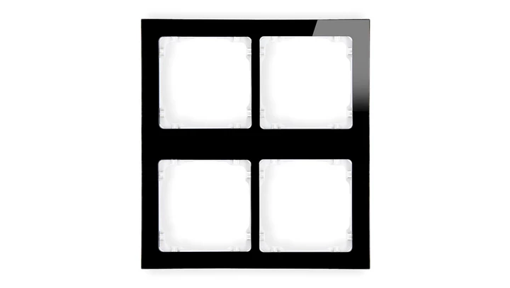 DECO Ramka modułowa 4 krotna (2 poziom, 2 pion) - efekt szkła (ramka czarna spód biała) czarny 12-0-DRSM-2x2
