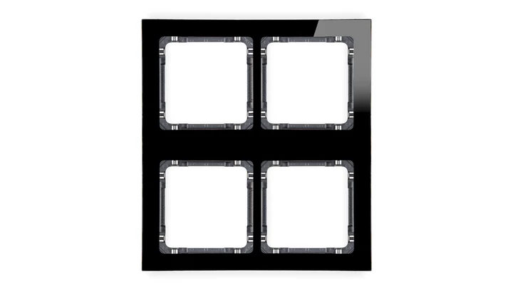 DECO Ramka modułowa 4 krotna (2 poziom, 2 pion) - efekt szkła (ramka czarna spód grafitowy) czarny 12-11-DRSM-2x2