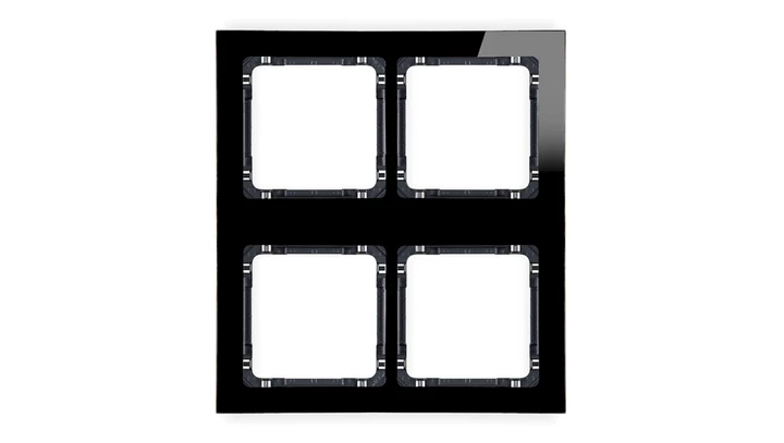 DECO Ramka modułowa 4 krotna (2 poziom, 2 pion) - efekt szkła (ramka czarna spód czarny) czarny 12-12-DRSM-2x2