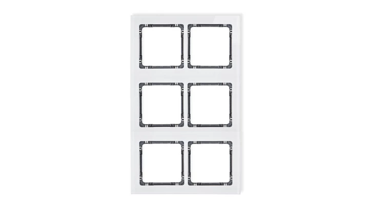 DECO Ramka modułowa 6 krotna (2 poziom, 3 pion) - efekt szkła (ramka biała spód grafitowy) biały 0-11-DRSM-2x3